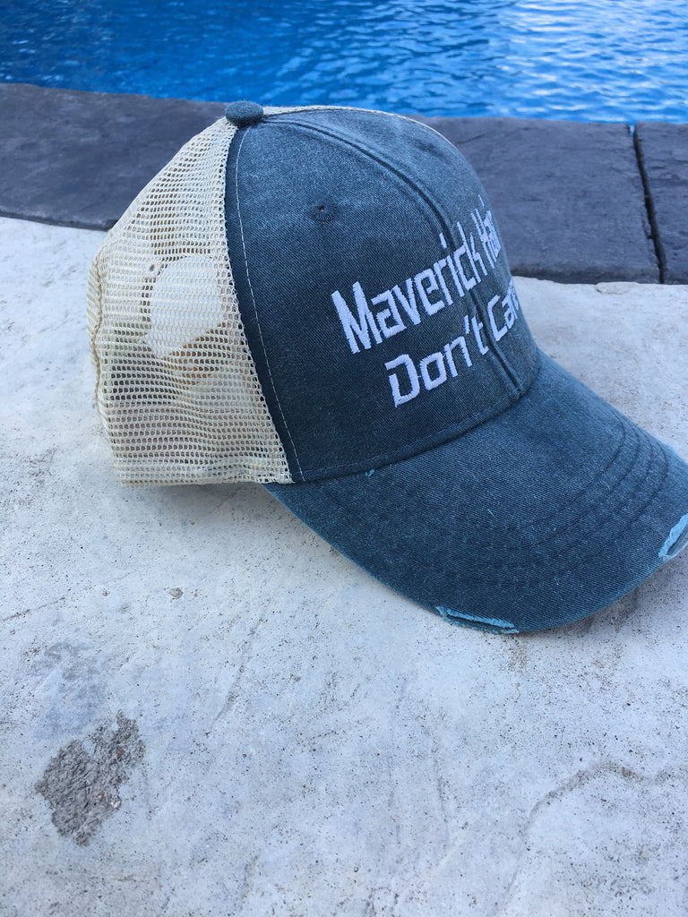 Maverick Hair Don&#39;t Care, Maverick, UTV, Can-am, hair don&#39;t care, trucker hat, mesh, distressed hat, vintage