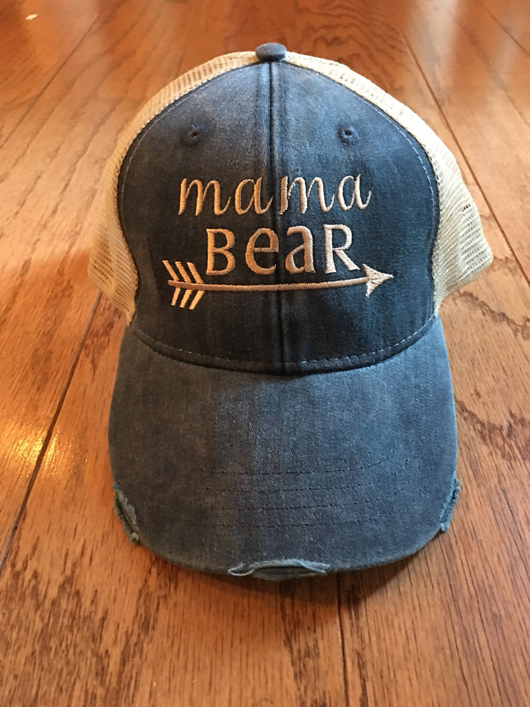 Mama bear, hat, trucker hat, arrow, cap, distressed hat, women hat, mother, mama, bear
