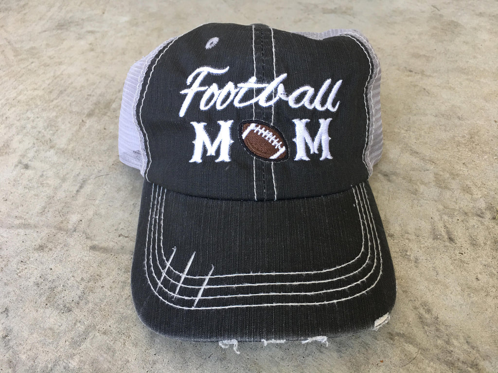 Football Mom, football, game day, sports, mesh, cap, hat, women hat, trucker, distressed