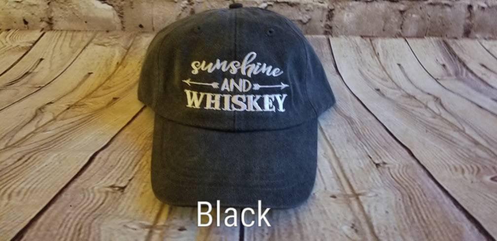 Sunshine and whiskey, sunshine, whiskey, low profile, cap, hat, all cotton, beach, summer, party, drinking hat, cotton cap,
