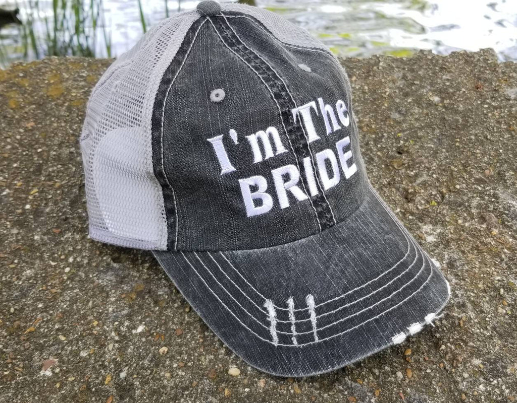 Bride, I'm the bride, bridal, bacholette party, bridal party, low profile distressed cap