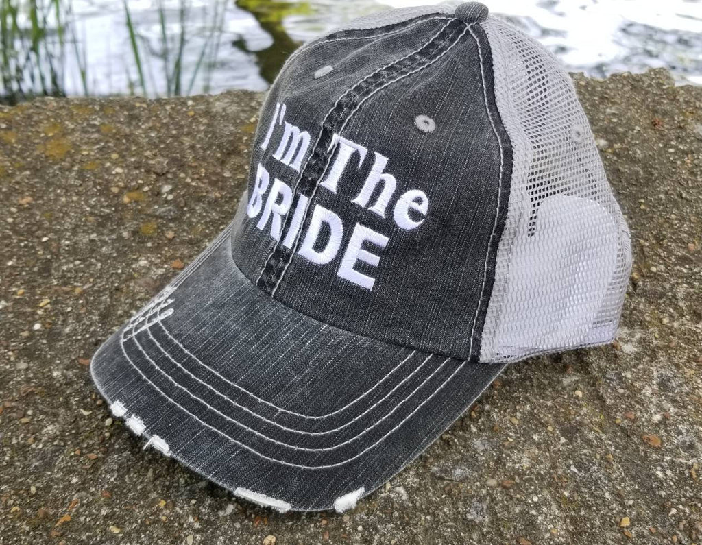 Bride, I'm the bride, bridal, bacholette party, bridal party, low profile distressed cap