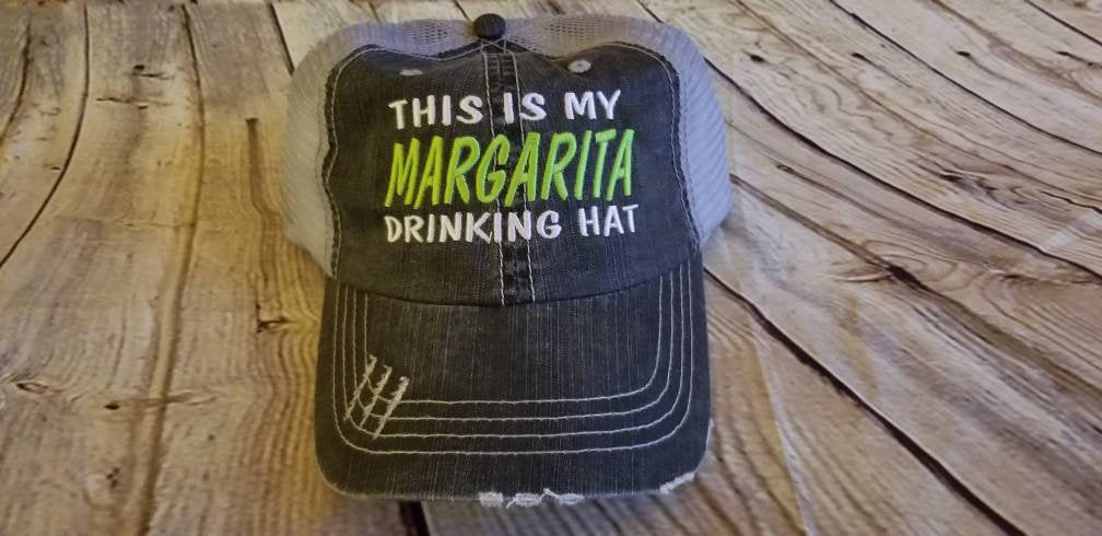 Margarita, margarita drinking hat, low profile, distressed hat, drinking hat,