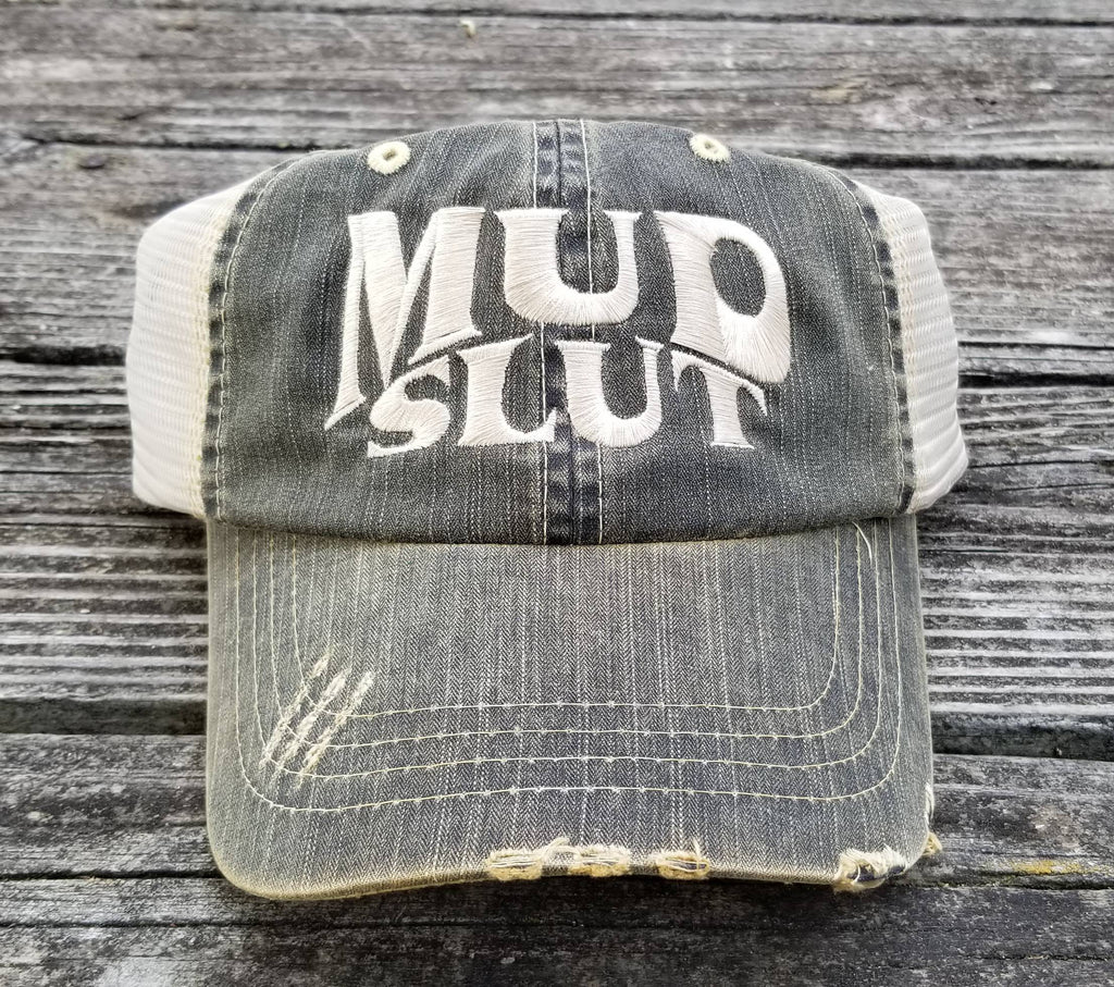 Mud Slut, worn distresses look black low profile cap, ATV, UTV, off road, Trail riding, mudding