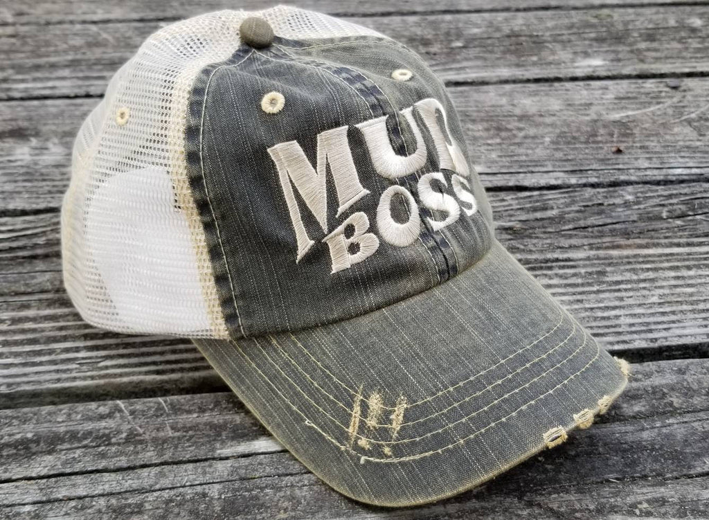 Mud Boss, worn distressed black, low profile cap, UTV, ATV, off road, 4x4, trail riding, mudding
