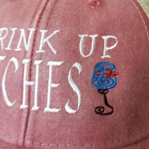 Drink up bitches, drinking hat, alcohol, party, fun, distressed hat, trucker hat