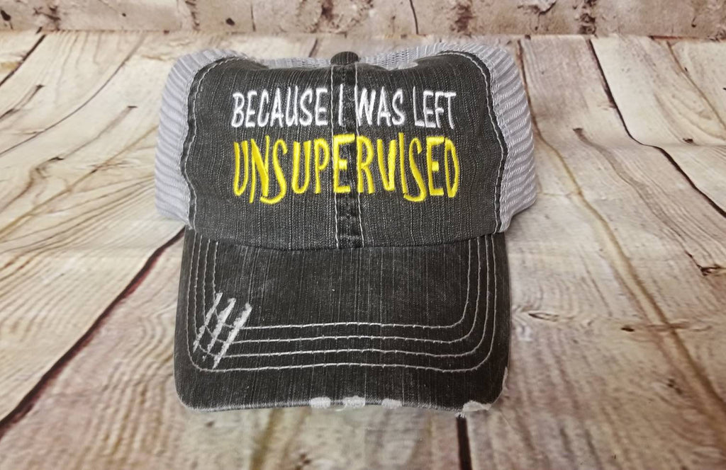 Unsupervised, I was left unsupervised, low profile cap, hat, beach, fun, party, bridal, summer, mesh