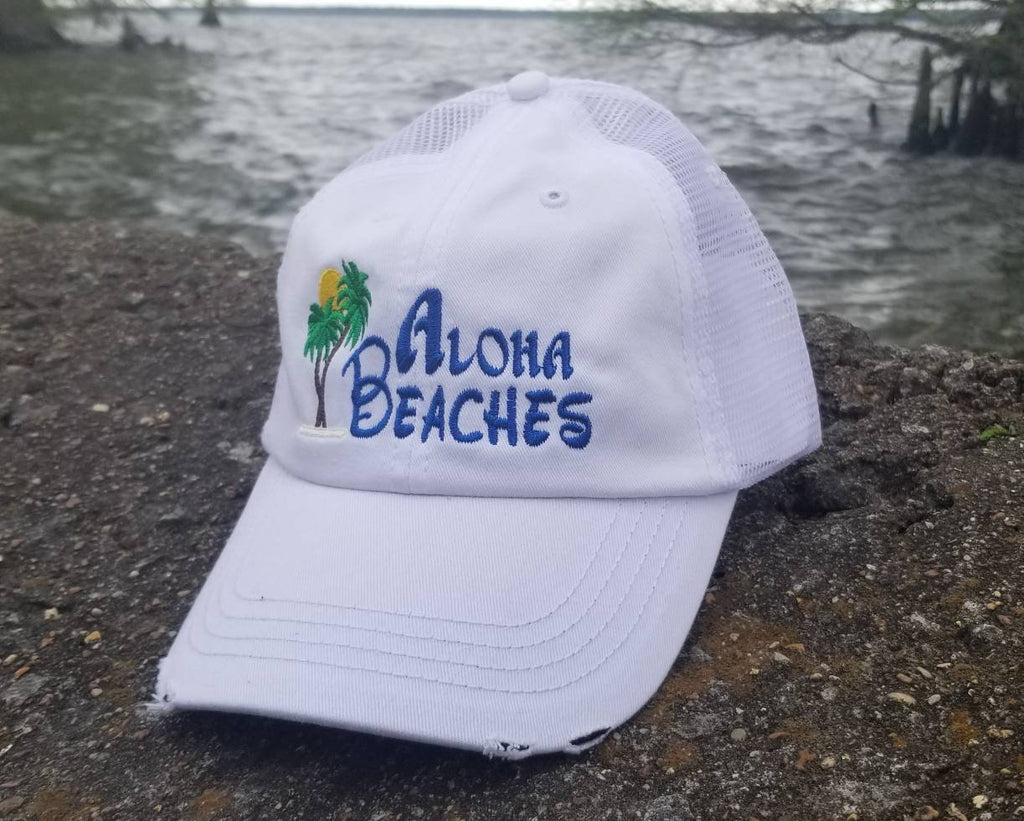 Aloha Beaches, aloha, beach, vacation, summer cap, women cap, distressed cap, baseball cap, low profile cap