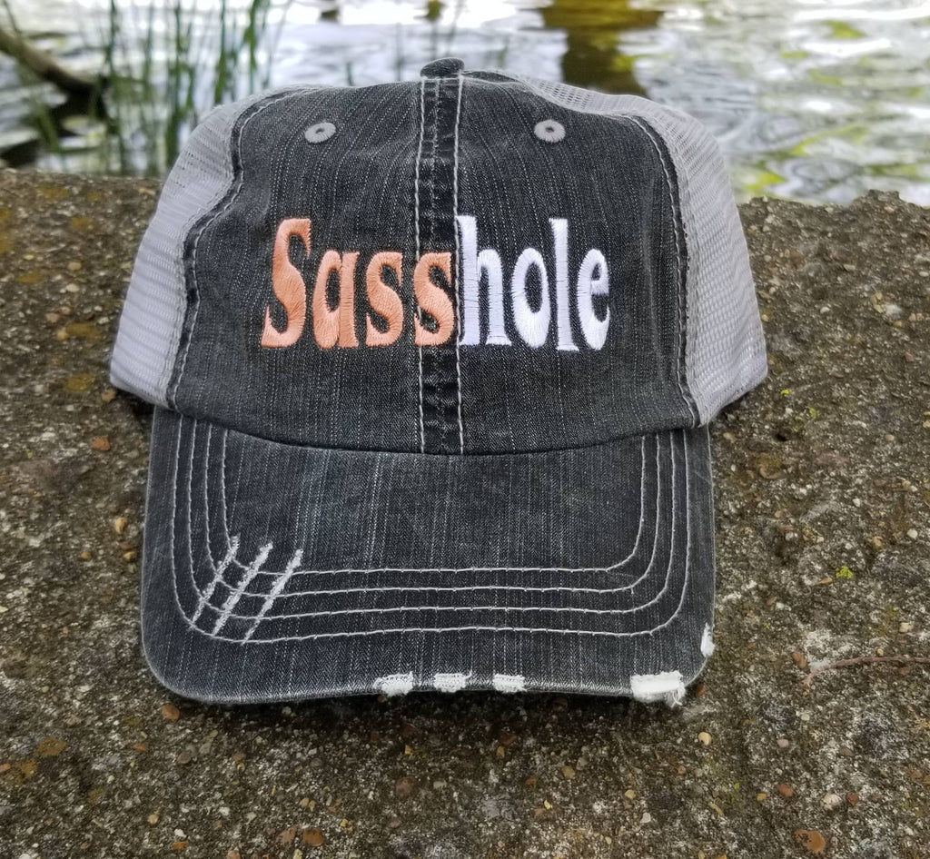 Sasshole, sassy, sassiness, low profile hat, party, beach cap, distressed hat, I'll bring