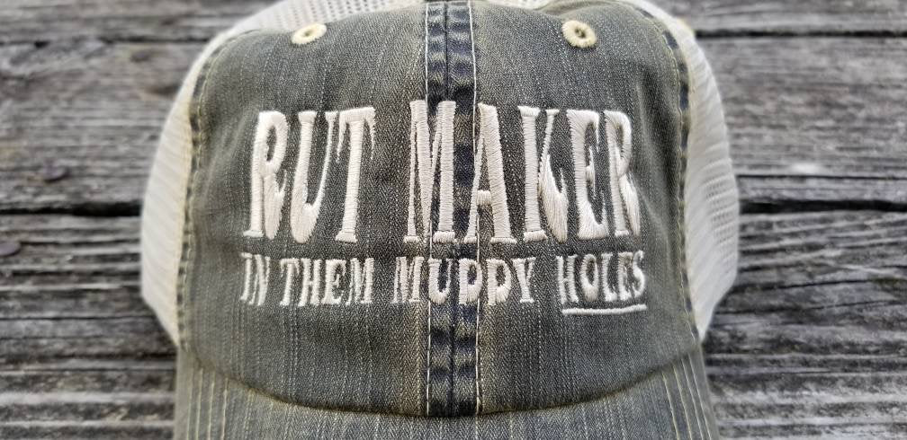 Rut maker in them muddy holes, worn distressed low profile black cap, UTV, ATV, off road, 4x4, mudding