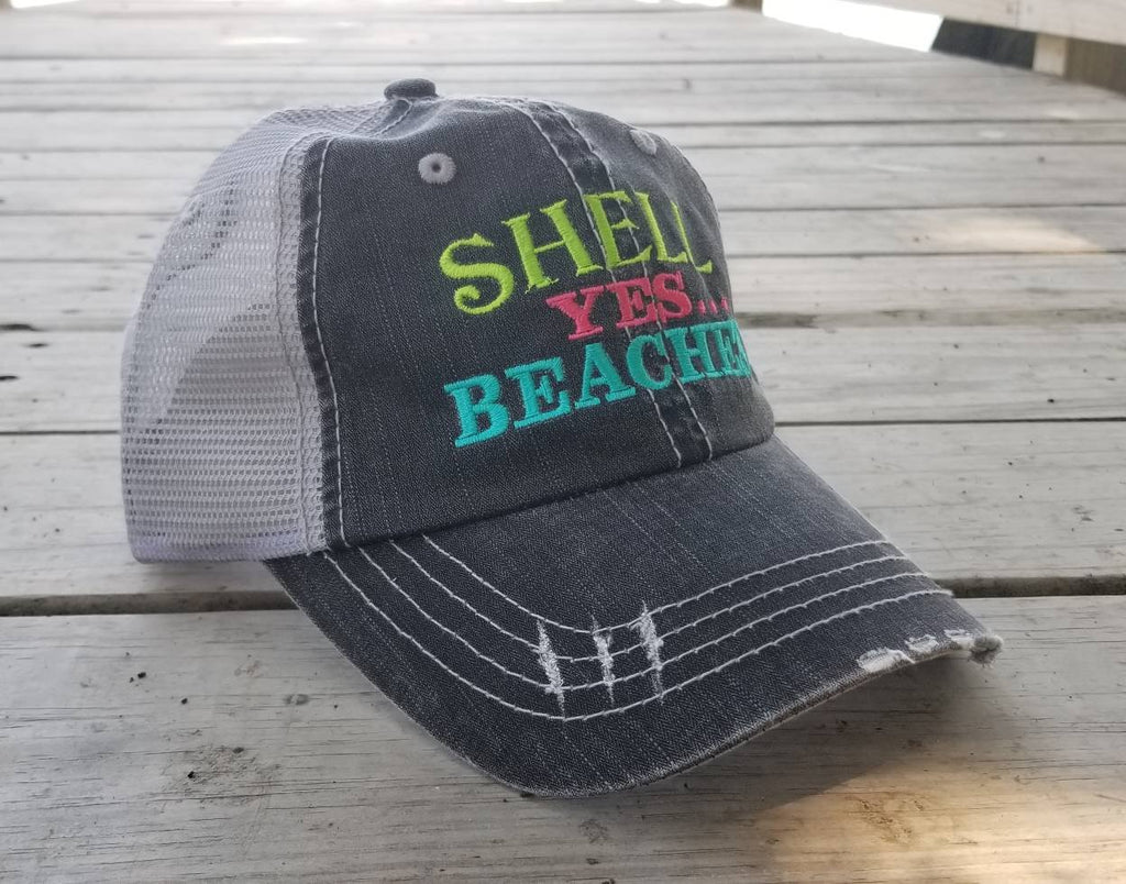 Shell Yes Beaches, low profile distressed black with silver gray mesh