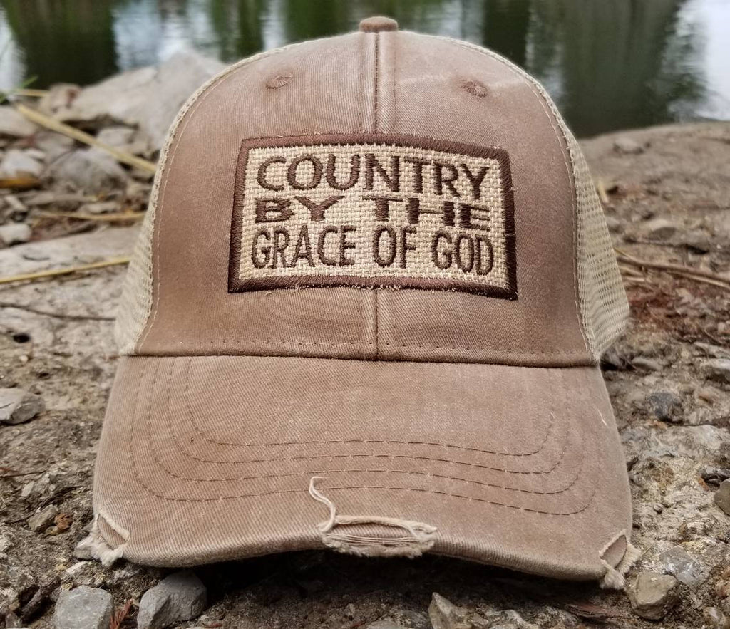 Country by the Grace of God, distressed trucker square