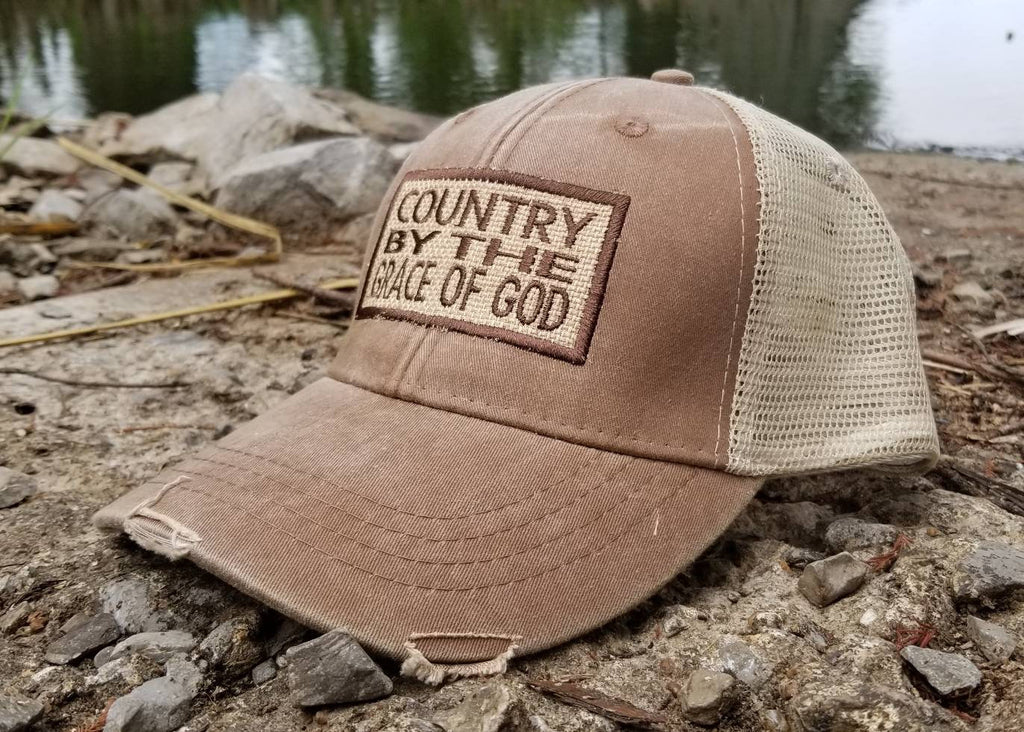 Country by the Grace of God, distressed trucker square
