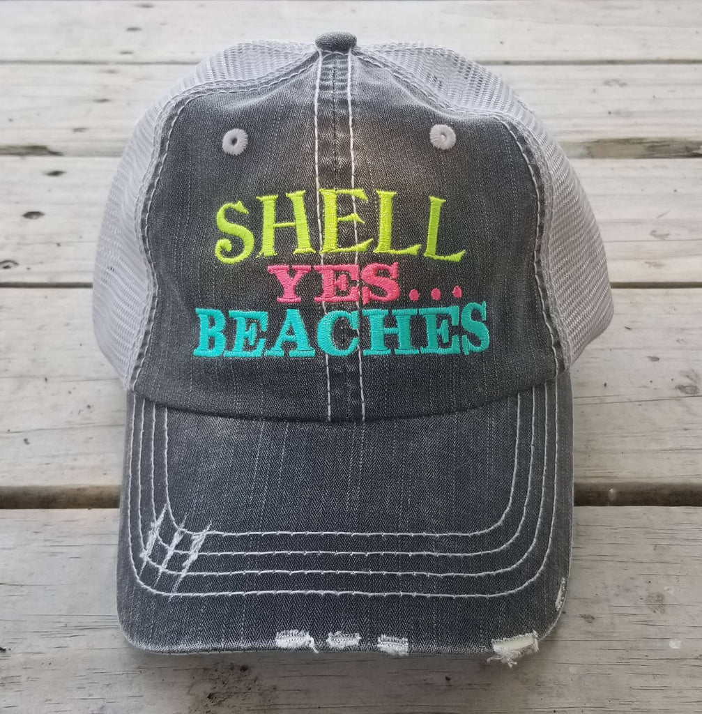 Shell Yes Beaches, low profile distressed black with silver gray mesh