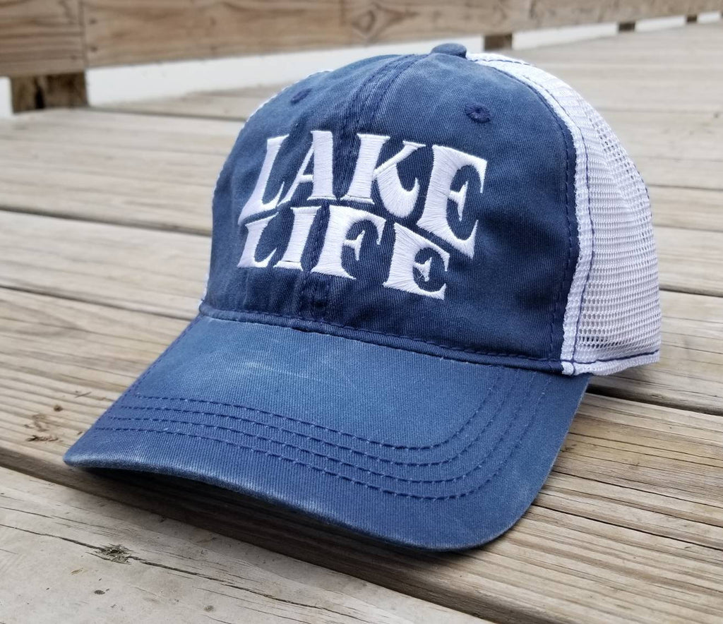 Lake Life, navy low profile cap with white mesh