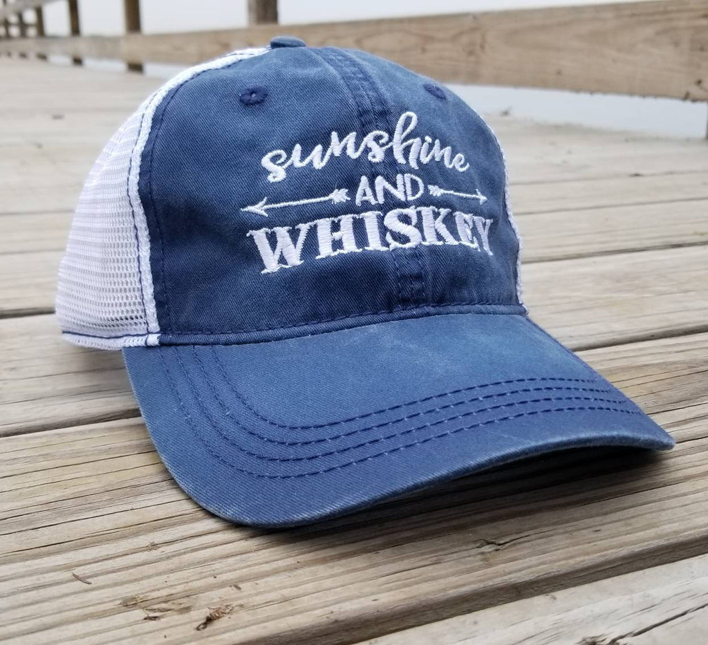 Sunshine and Whiskey, navy cap with white mesh