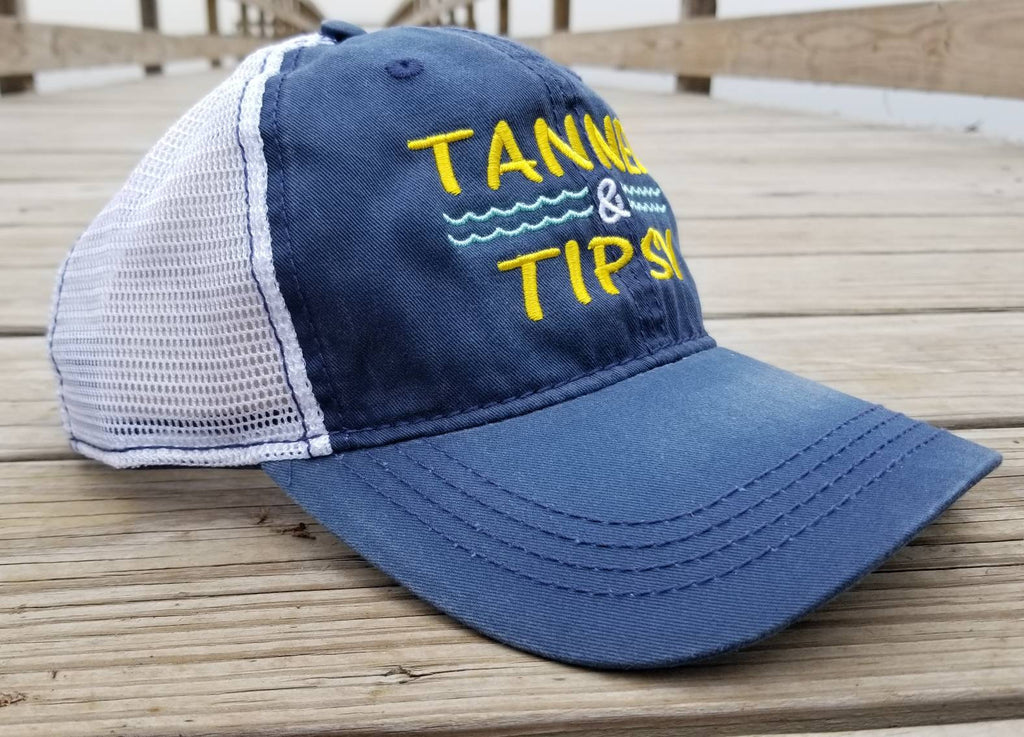 Tanned and Tipsy, navy cap with white mesh