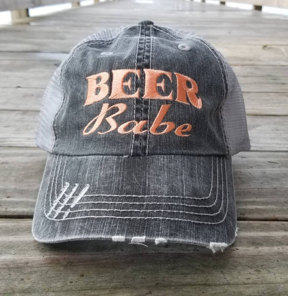 Beer Babe, low profile distressed black cap