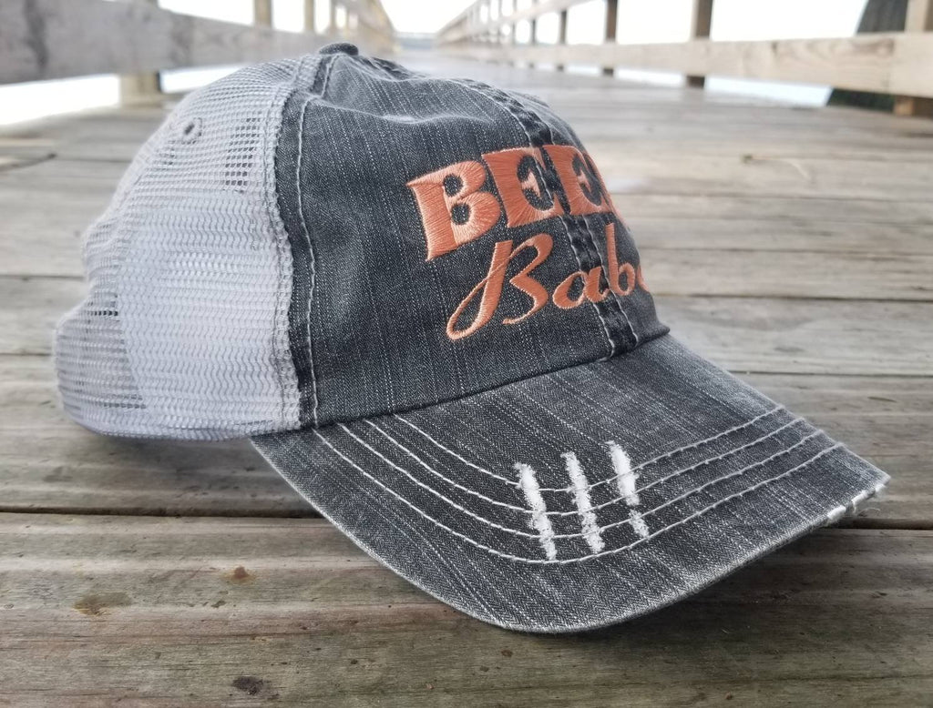 Beer Babe, low profile distressed black cap
