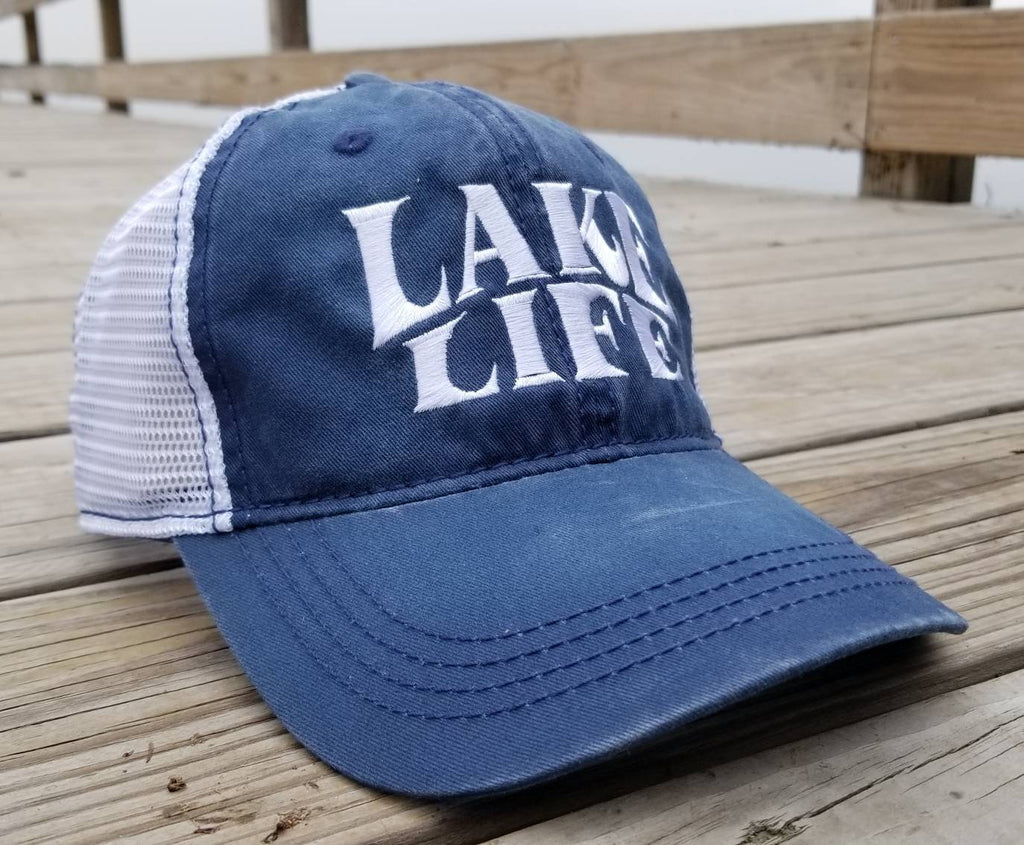 Lake Life, navy low profile cap with white mesh