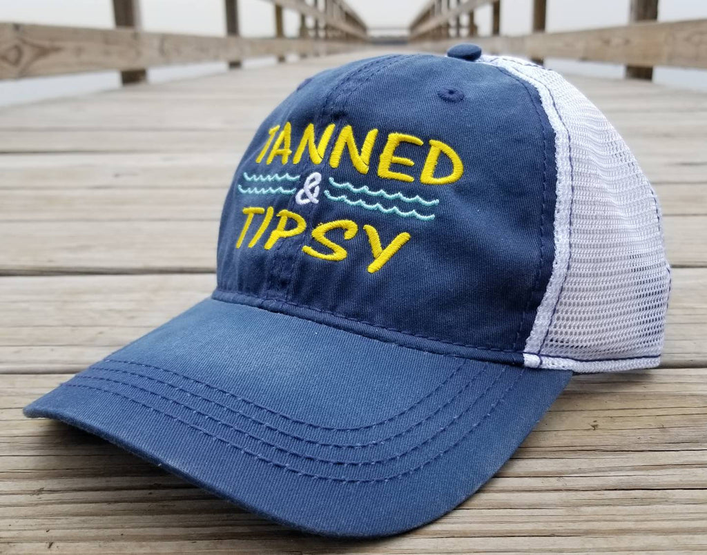 Tanned and Tipsy, navy cap with white mesh